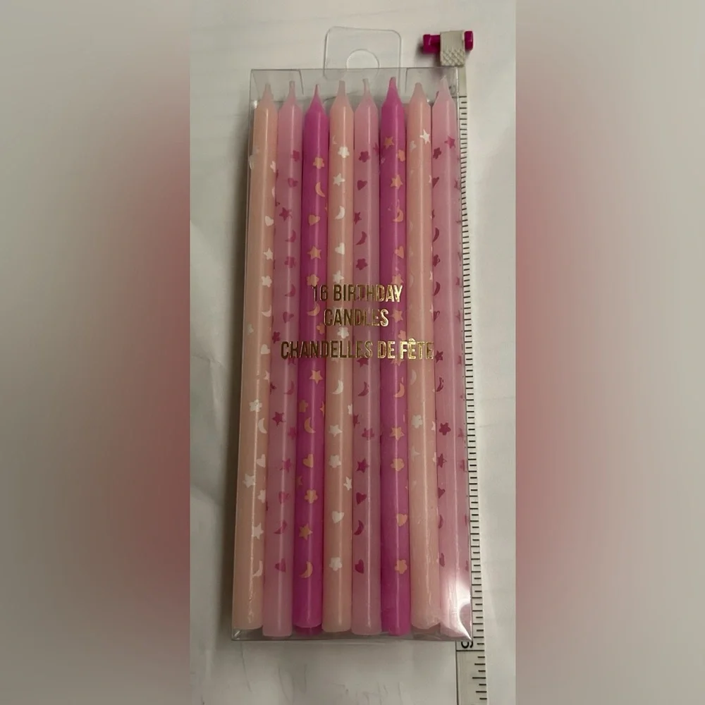 New 16 Pink Birthday Candles Stars Moon Hearts Meri Meri